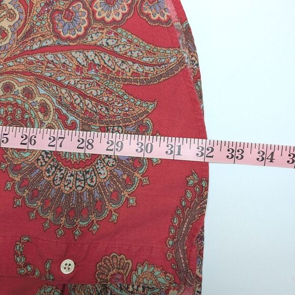 Lauren Ralph Lauren Paisley Sleep Shirt Button Front Red Small - Picture 9 of 10